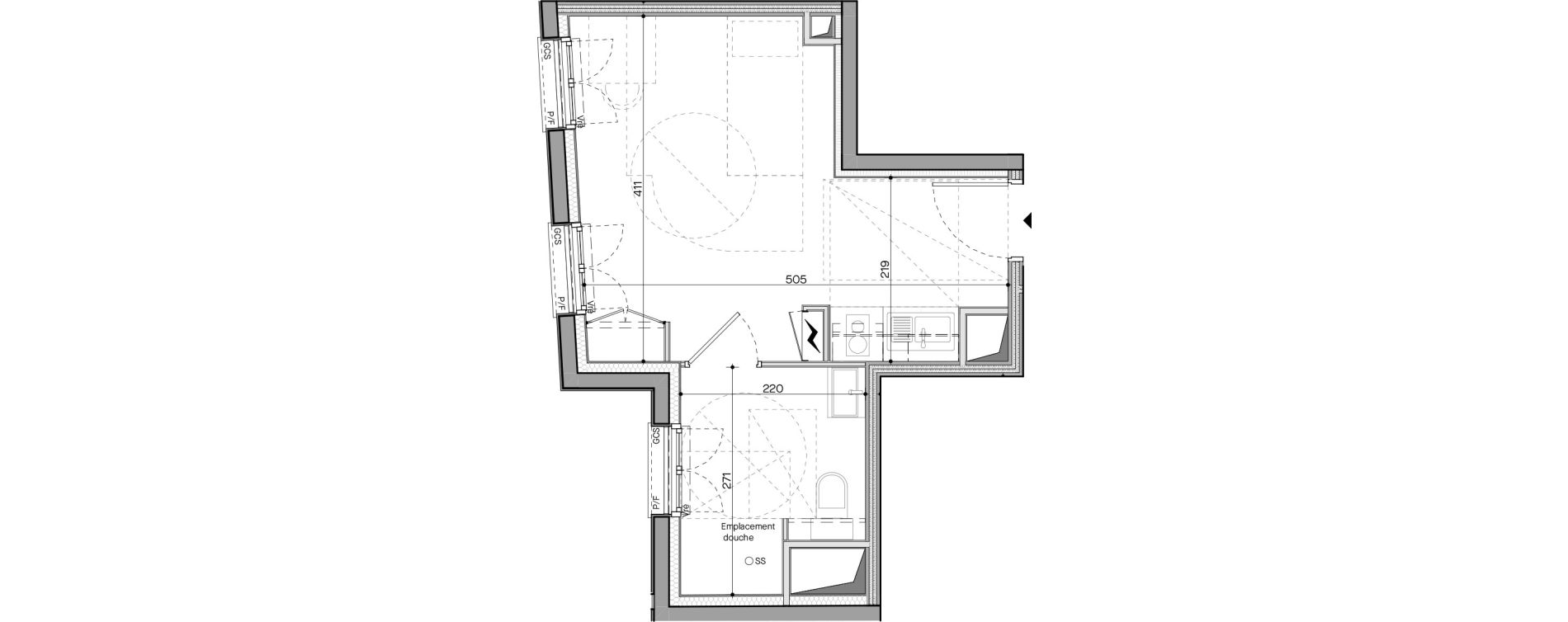 Appartement T1 meubl&eacute; de 21,58 m2 &agrave; Nantes Talensac