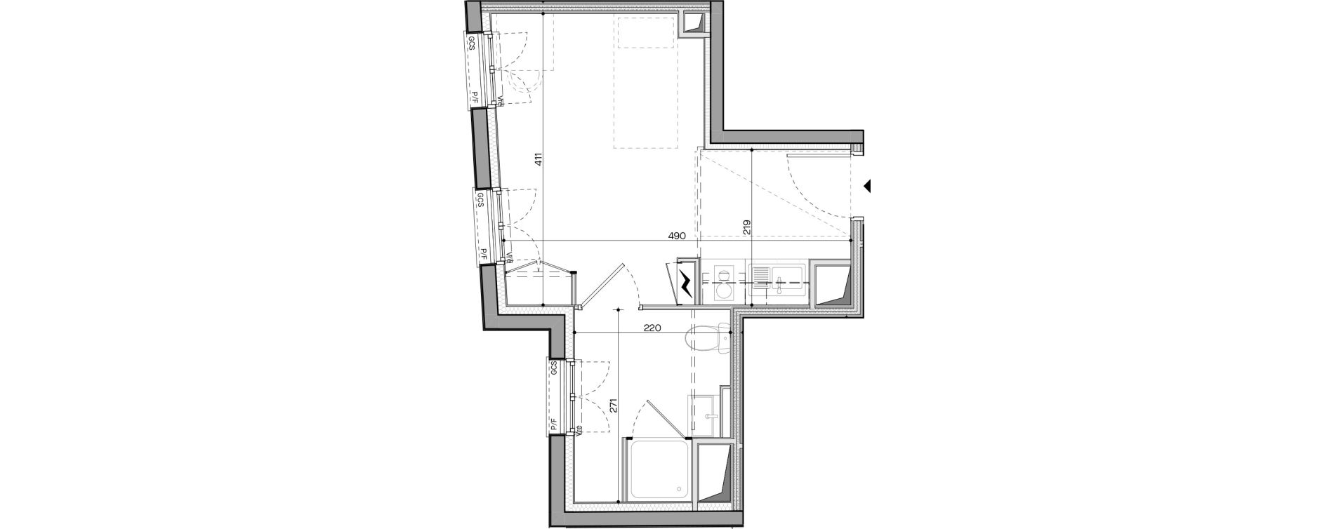 Appartement T1 meubl&eacute; de 20,95 m2 &agrave; Nantes Talensac