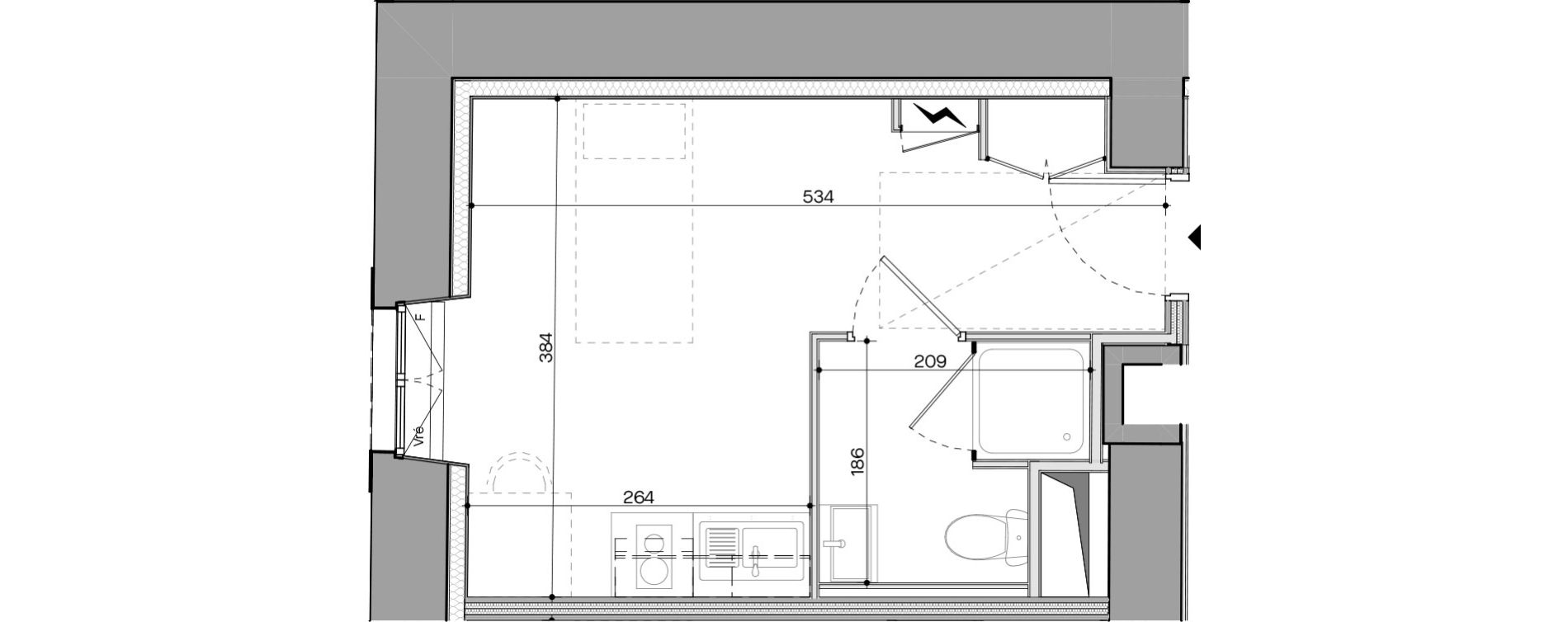 Appartement T1 meubl&eacute; de 18,15 m2 &agrave; Nantes Talensac