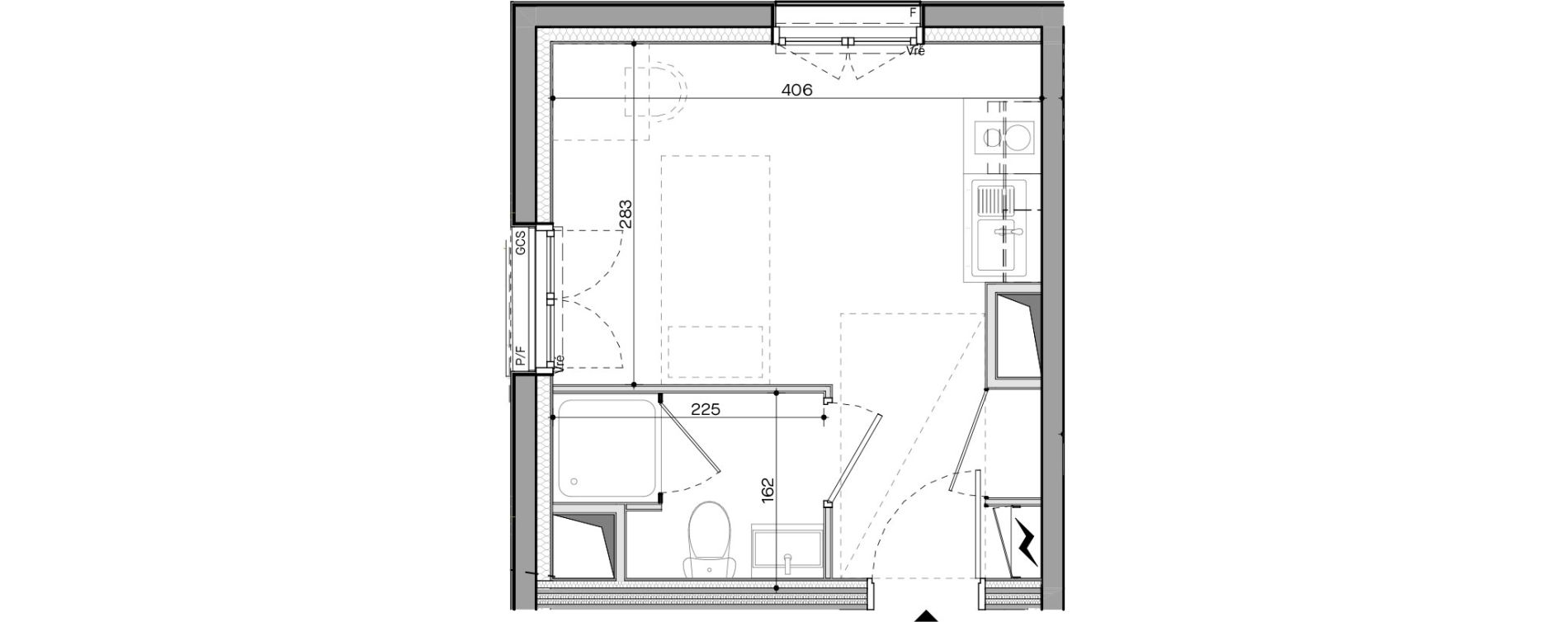 Appartement T1 meubl&eacute; de 16,75 m2 &agrave; Nantes Talensac