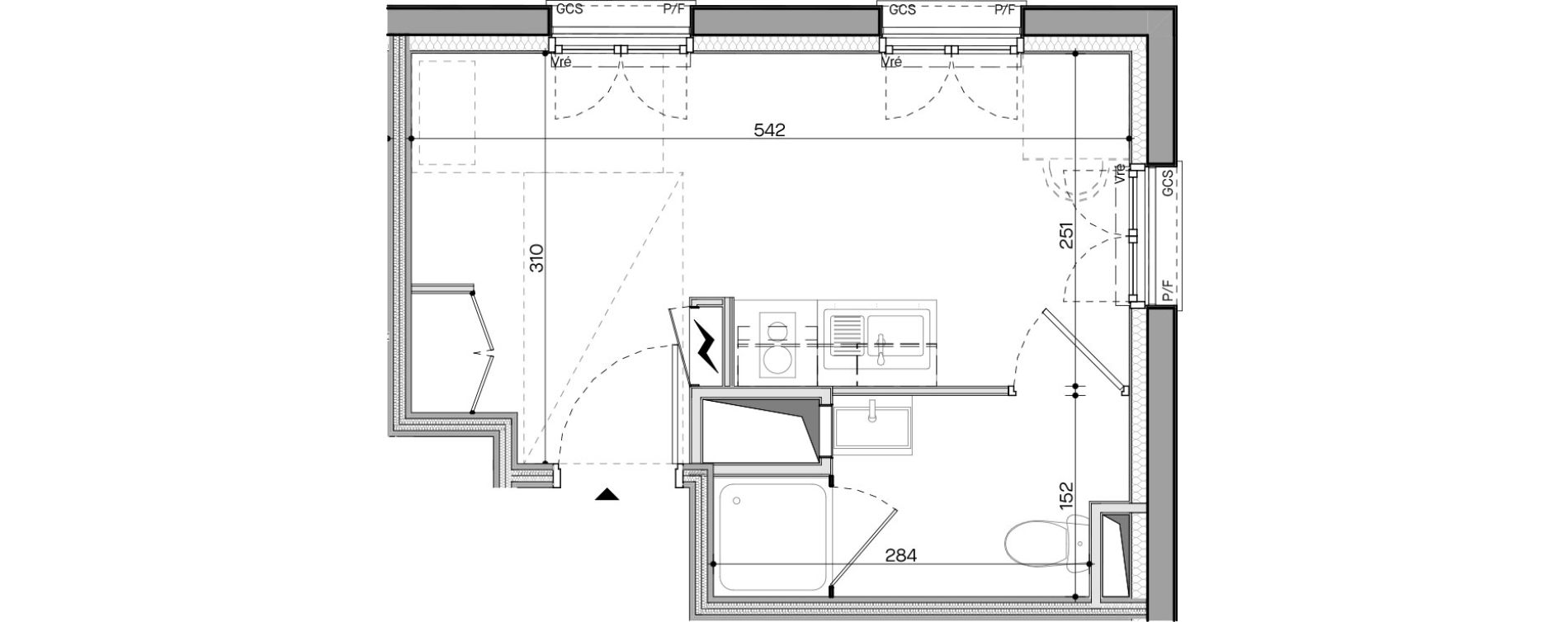 Appartement T1 meubl&eacute; de 18,28 m2 &agrave; Nantes Talensac