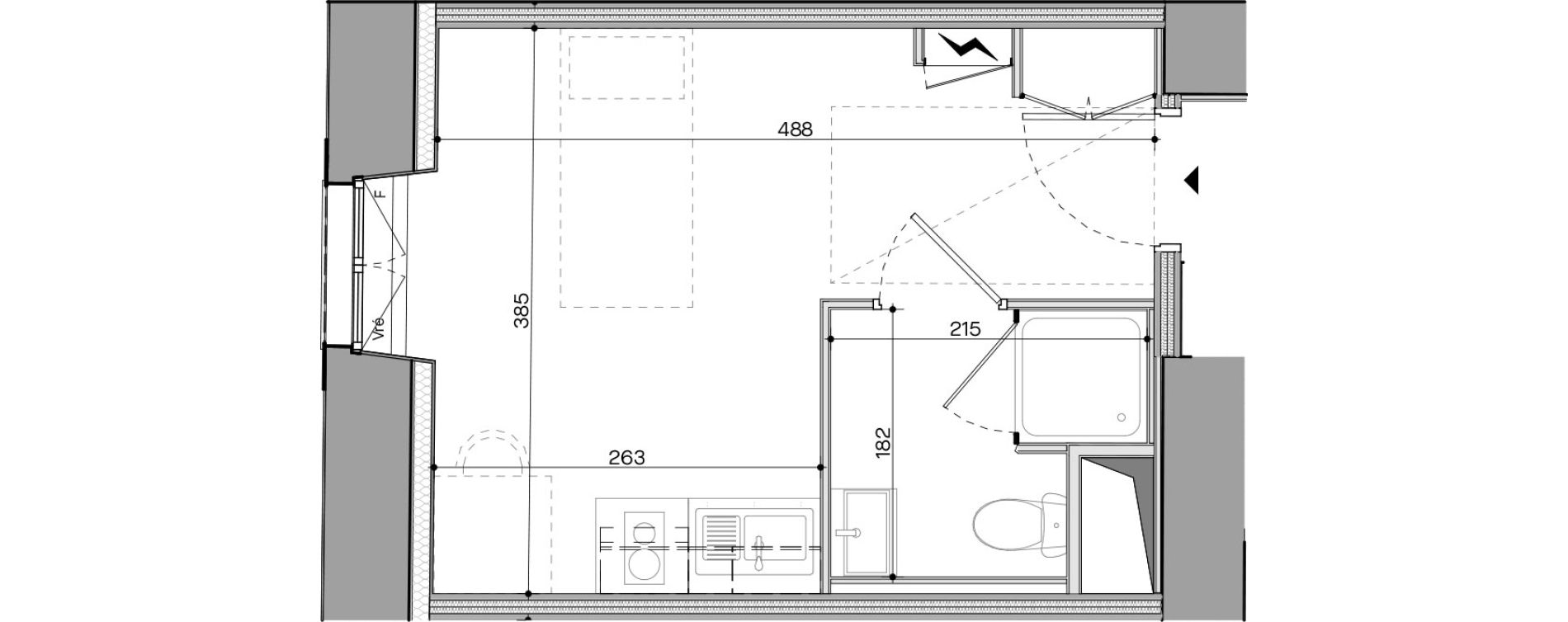 Appartement T1 meubl&eacute; de 17,73 m2 &agrave; Nantes Talensac