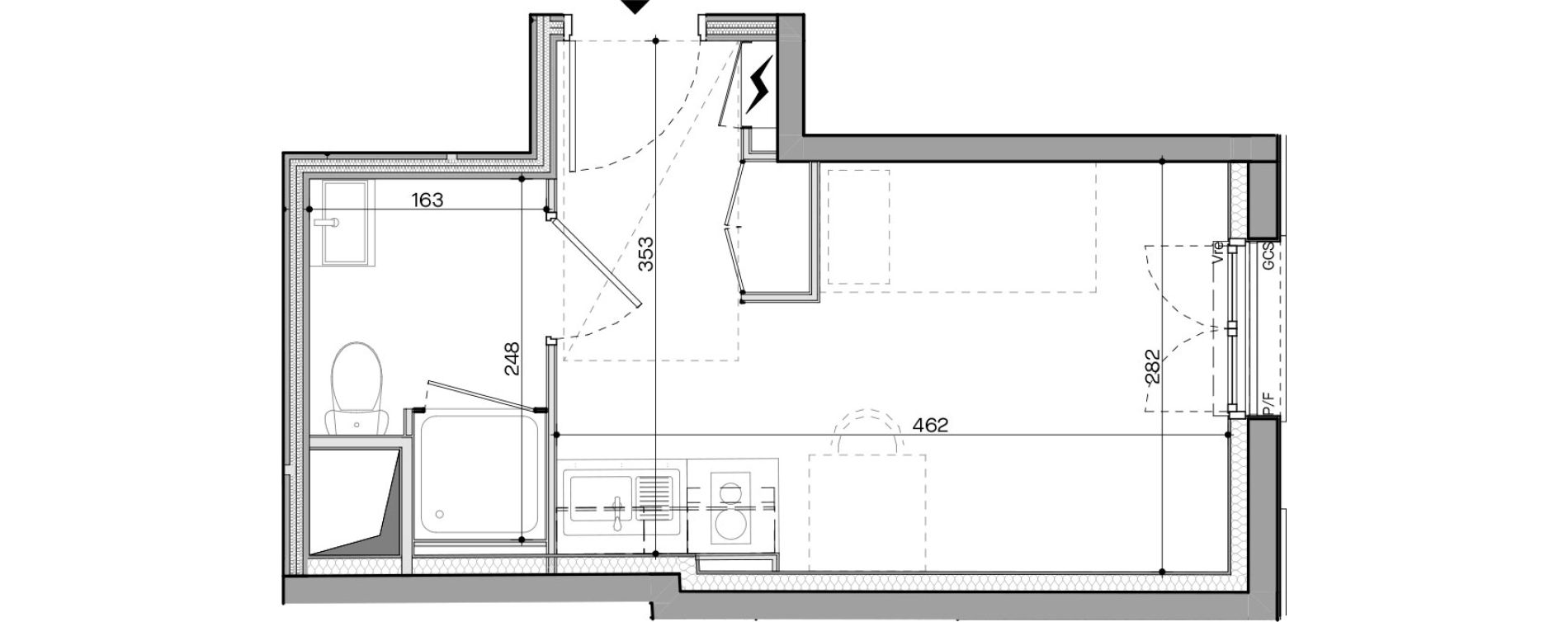 Appartement T1 meubl&eacute; de 17,30 m2 &agrave; Nantes Talensac