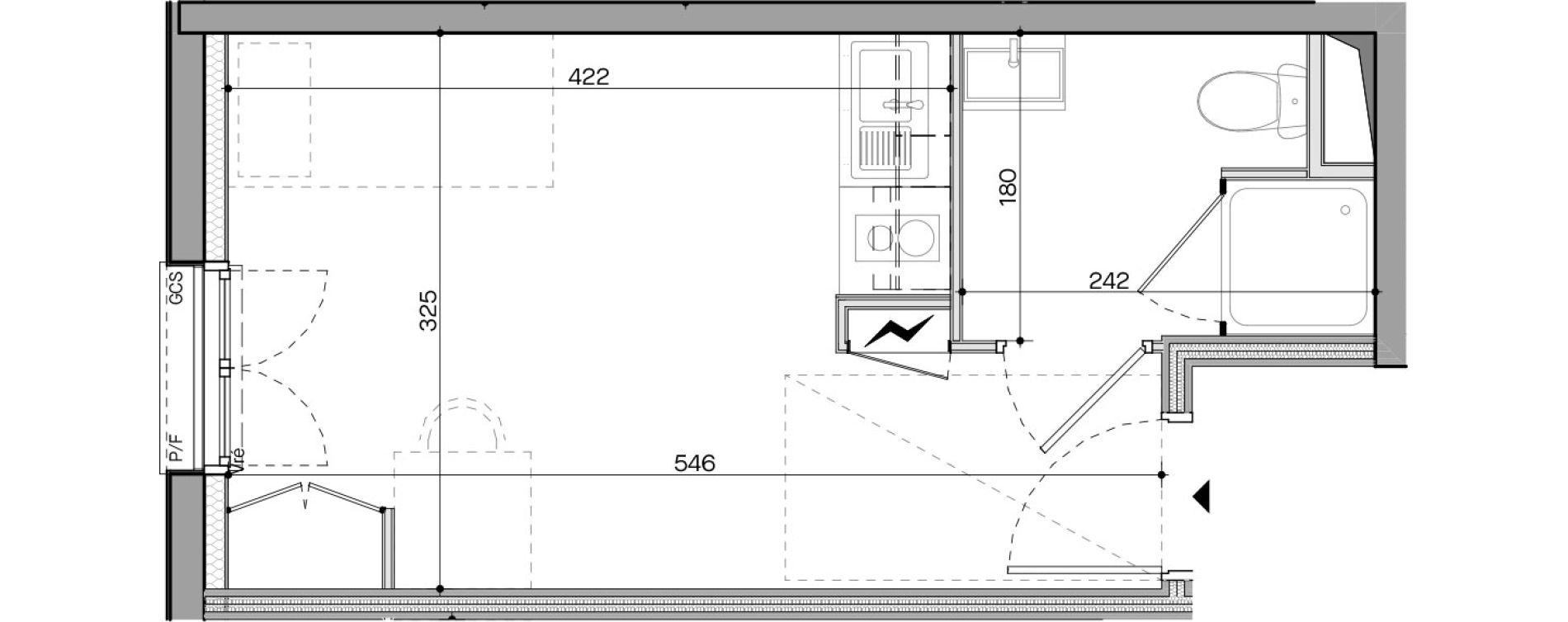 Appartement T1 meubl&eacute; de 19,10 m2 &agrave; Nantes Talensac