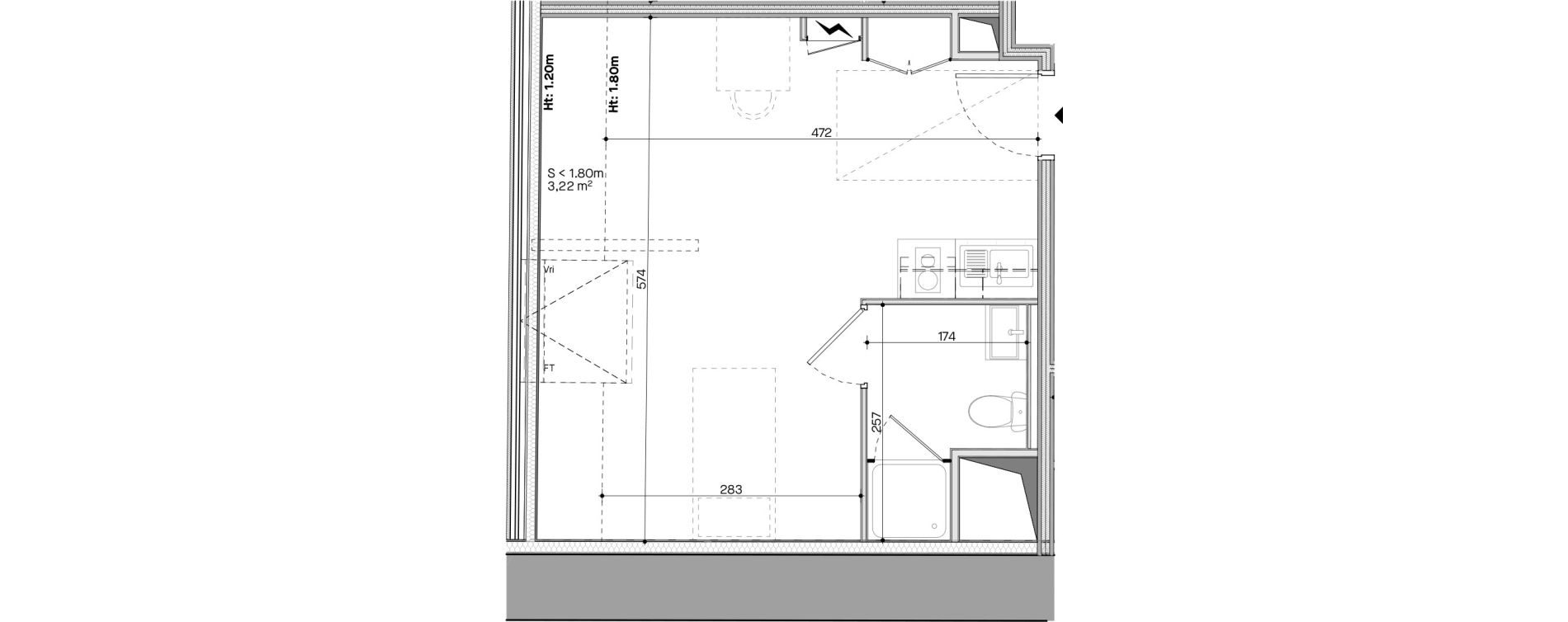 Appartement T1 meubl&eacute; de 25,90 m2 &agrave; Nantes Talensac