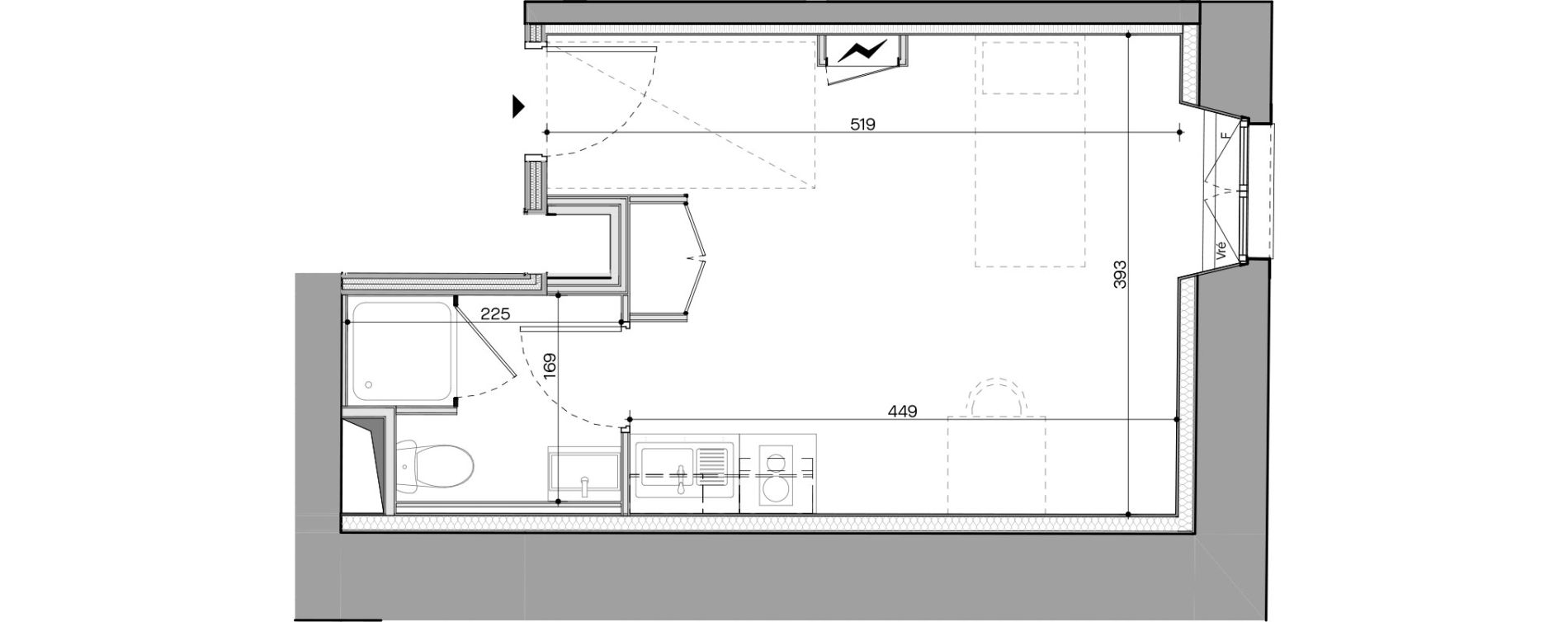 Appartement T1 meubl&eacute; de 22,04 m2 &agrave; Nantes Talensac