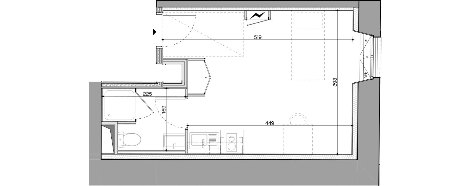 Appartement T1 meubl&eacute; de 22,04 m2 &agrave; Nantes Talensac