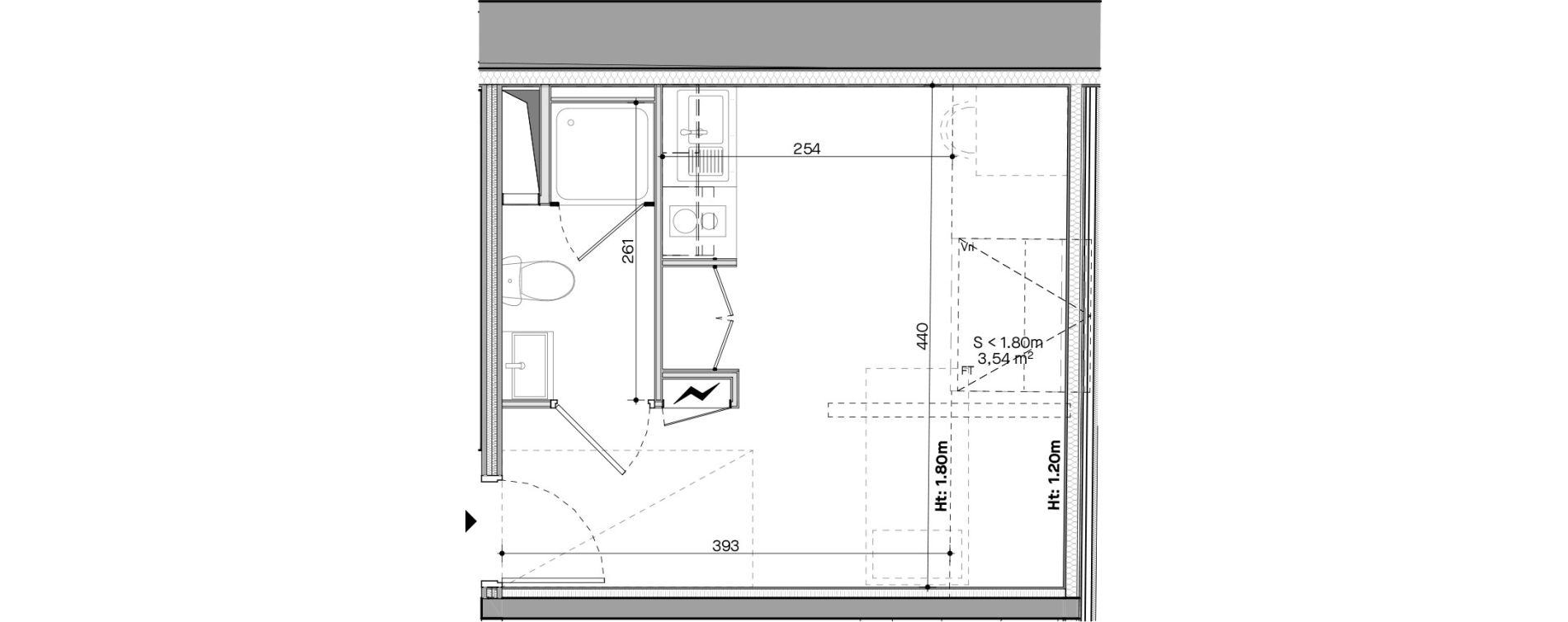 Appartement T1 meubl&eacute; de 17,03 m2 &agrave; Nantes Talensac