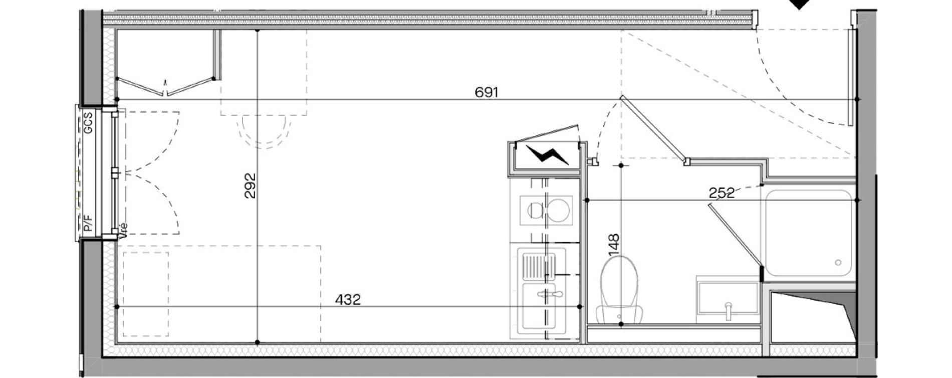 Appartement T1 meubl&eacute; de 18,82 m2 &agrave; Nantes Talensac