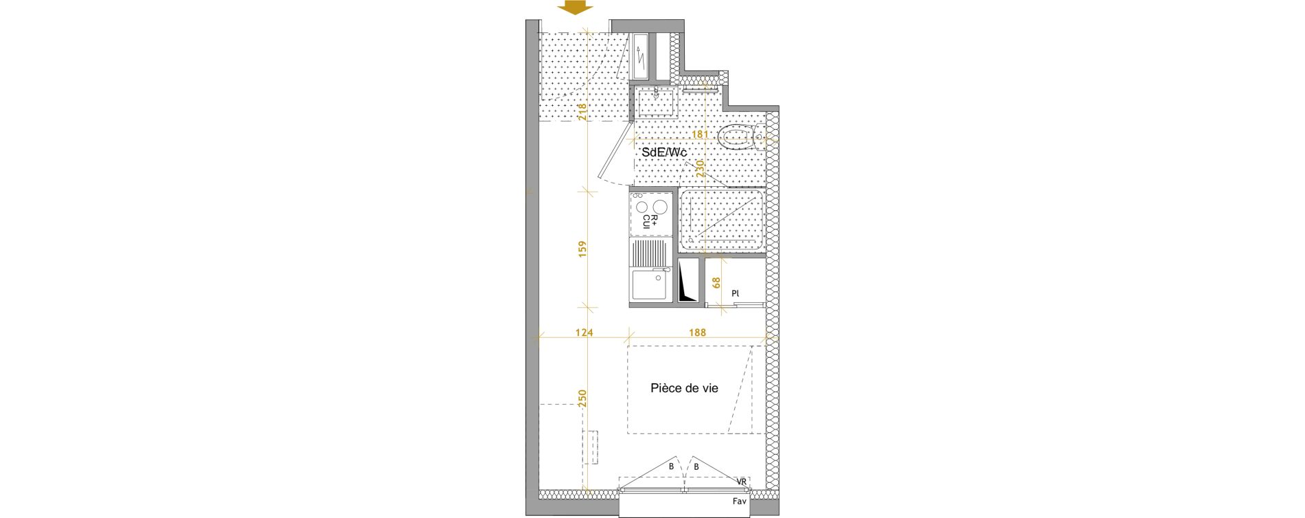 Appartement T1 de 17,40 m2 &agrave; Nantes Le petit port