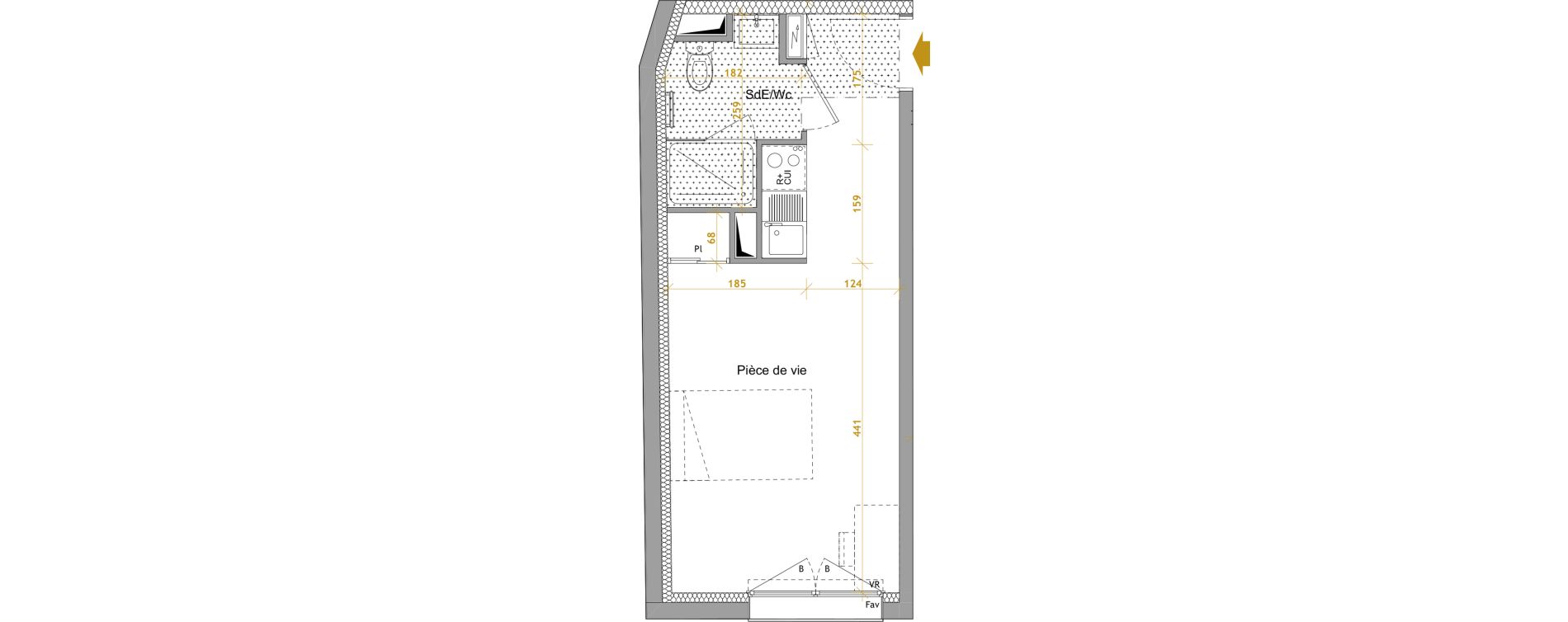 Appartement T1 de 22,79 m2 &agrave; Nantes Le petit port