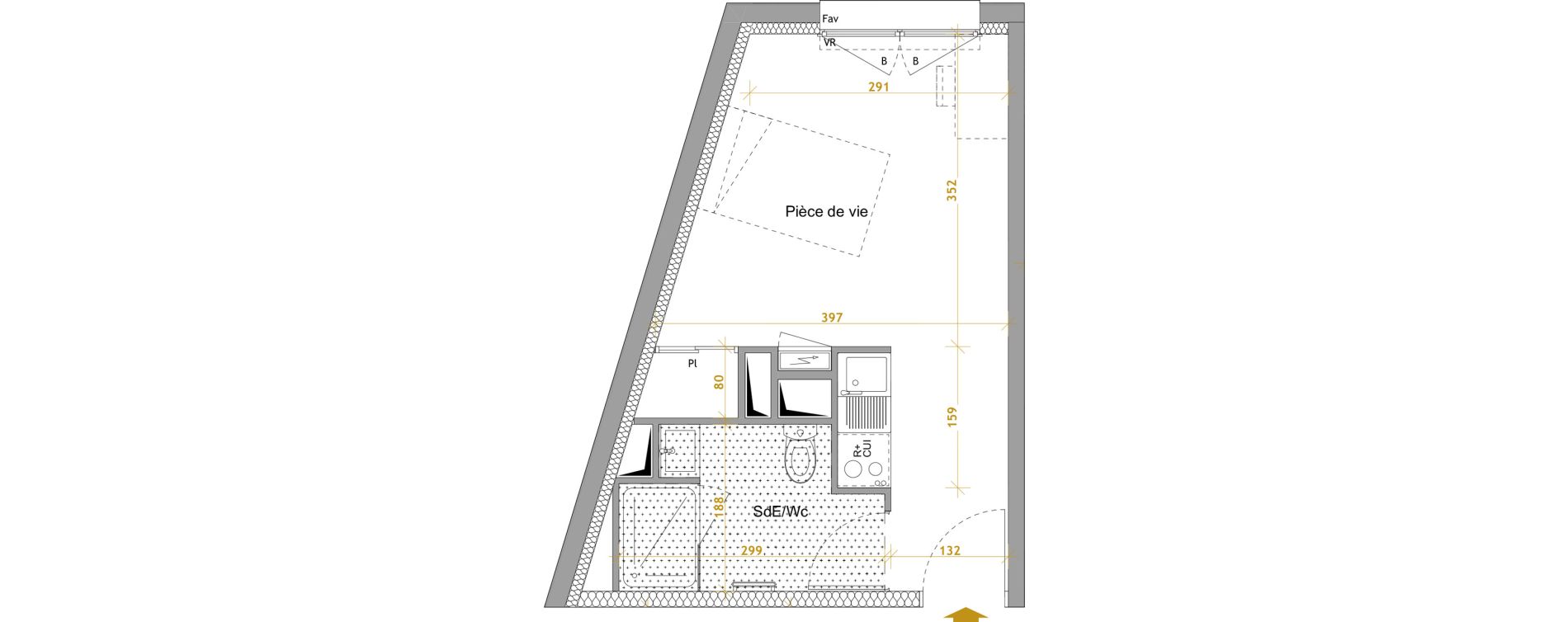 Appartement T1 de 22,38 m2 &agrave; Nantes Le petit port