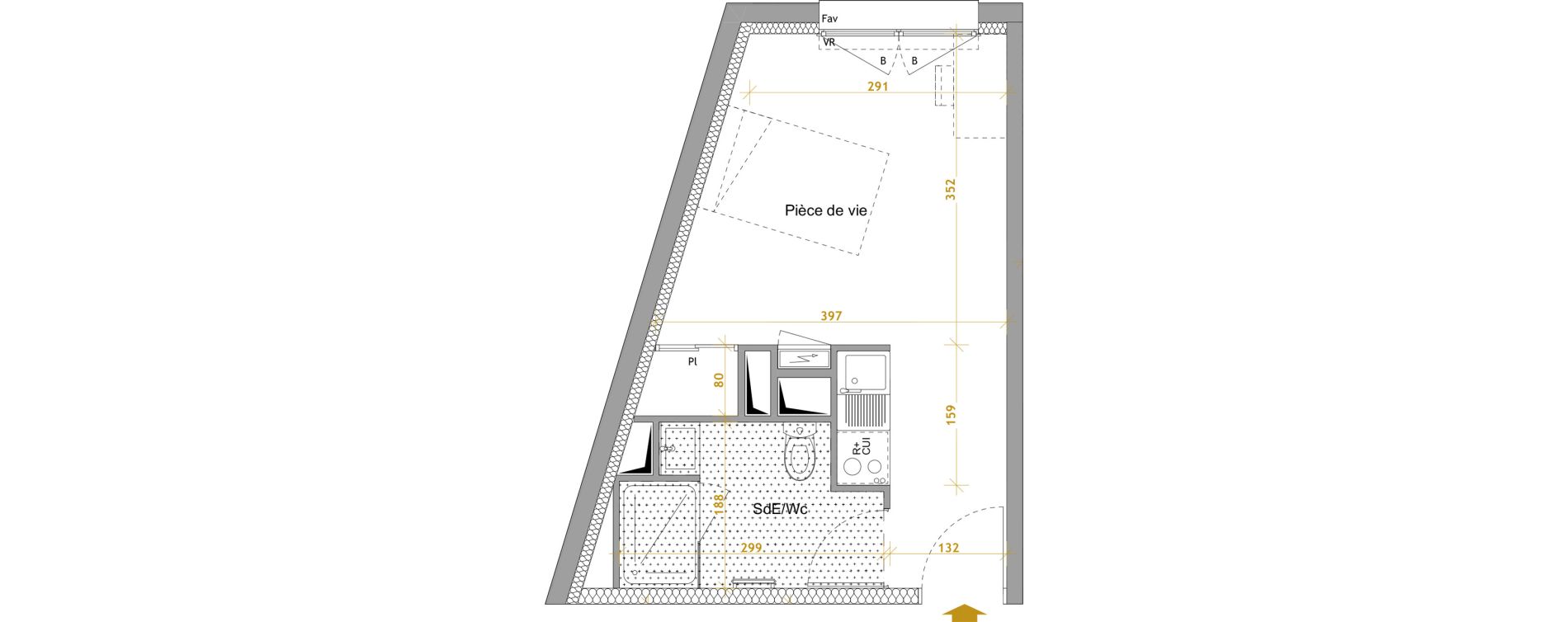 Appartement T1 de 22,38 m2 &agrave; Nantes Le petit port