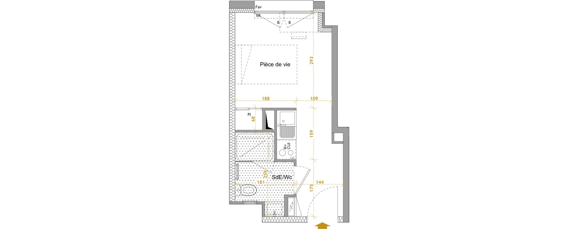 Appartement T1 de 17,93 m2 &agrave; Nantes Le petit port