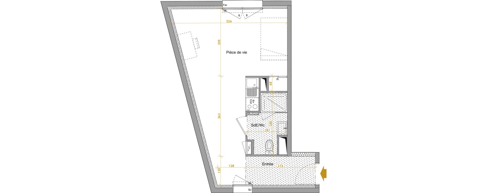 Appartement T1 de 33,76 m2 &agrave; Nantes Le petit port