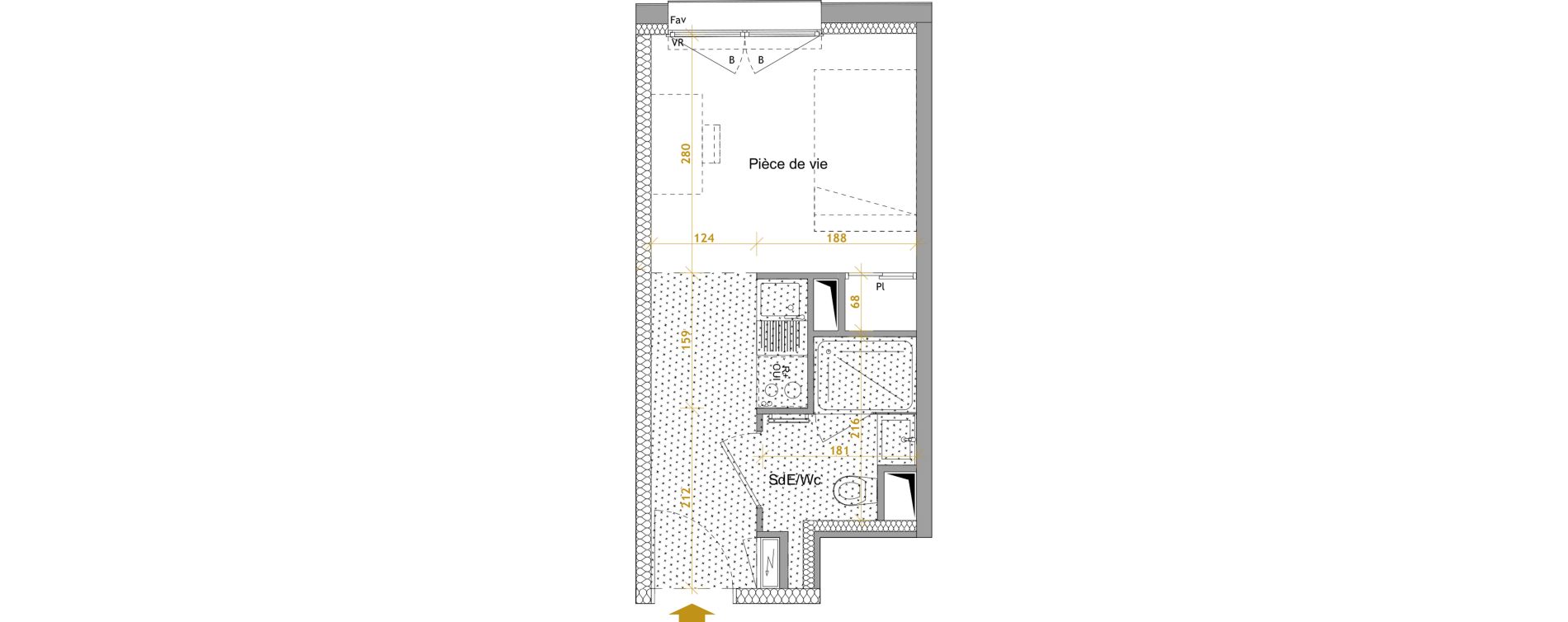 Appartement T1 de 18,14 m2 &agrave; Nantes Le petit port