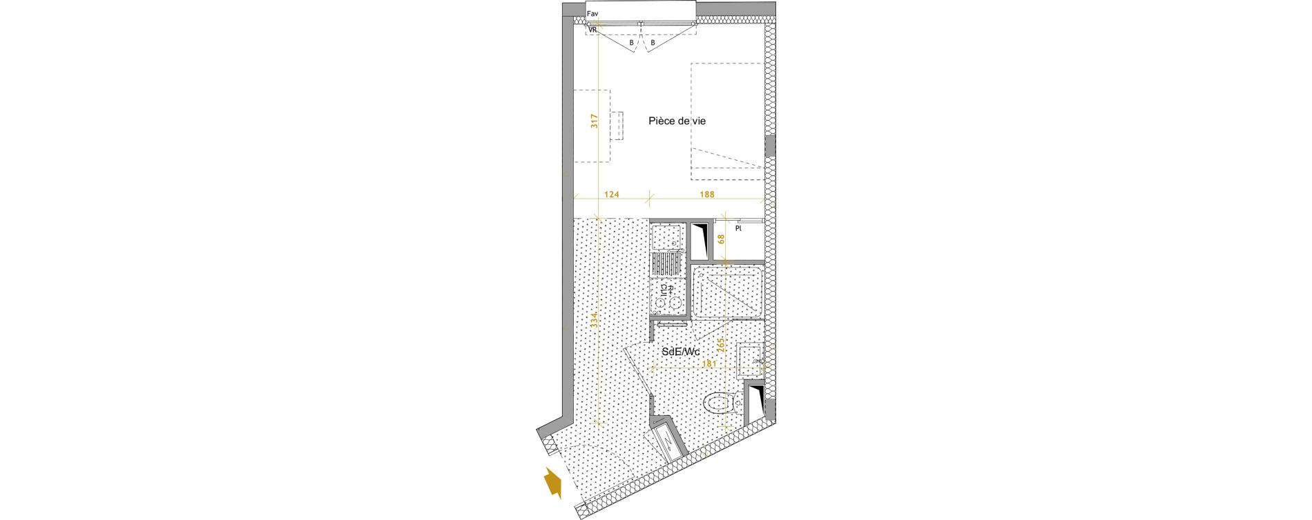 Appartement T1 de 21,40 m2 &agrave; Nantes Le petit port