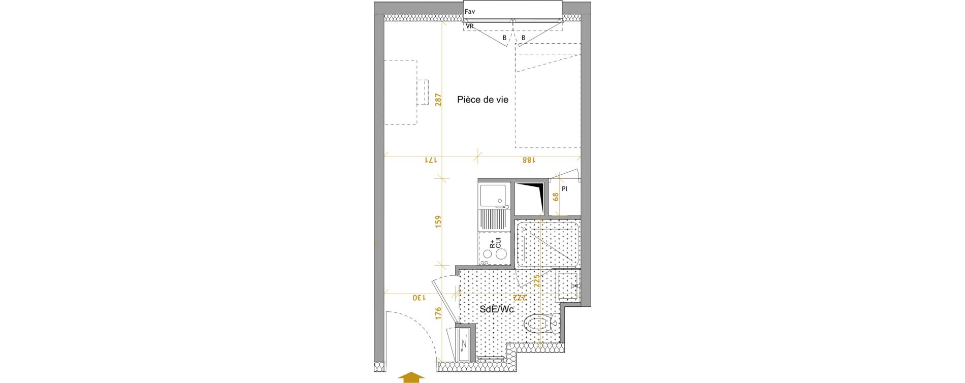 Appartement T1 de 20,57 m2 &agrave; Nantes Le petit port