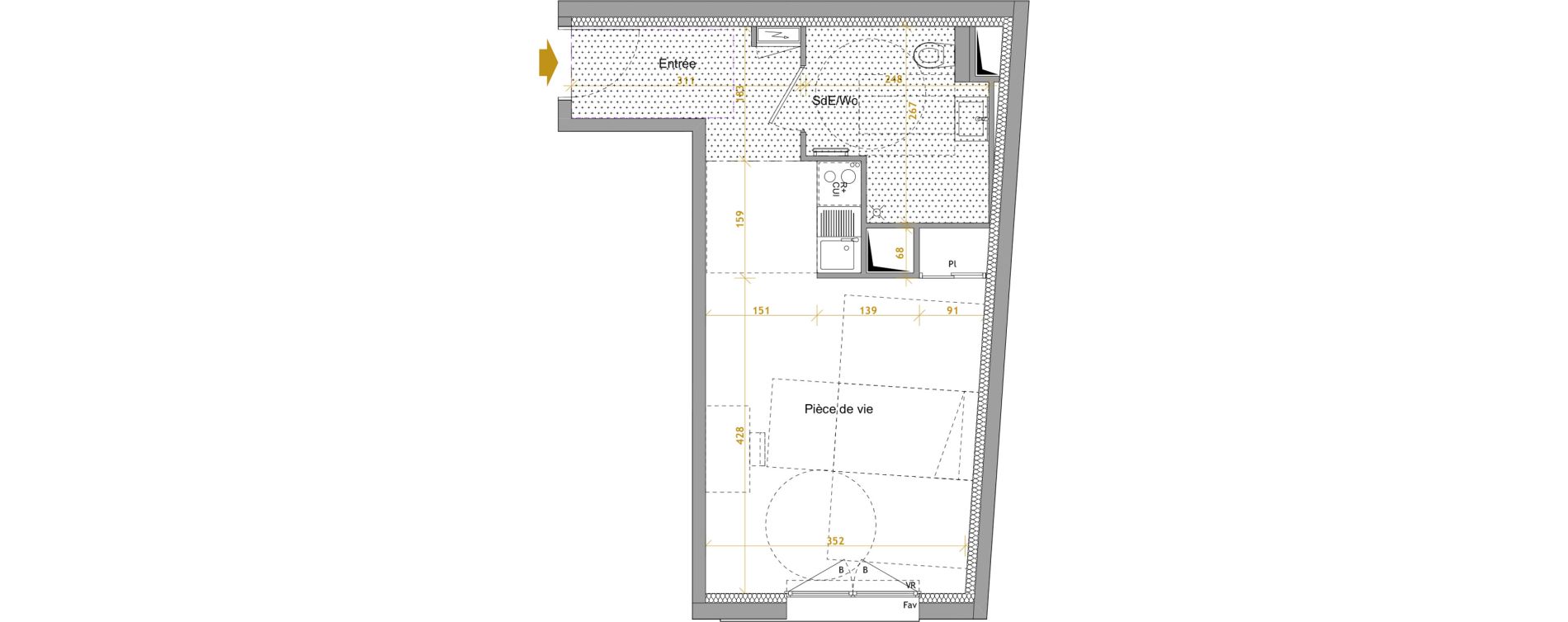 Appartement T1 de 29,68 m2 &agrave; Nantes Le petit port