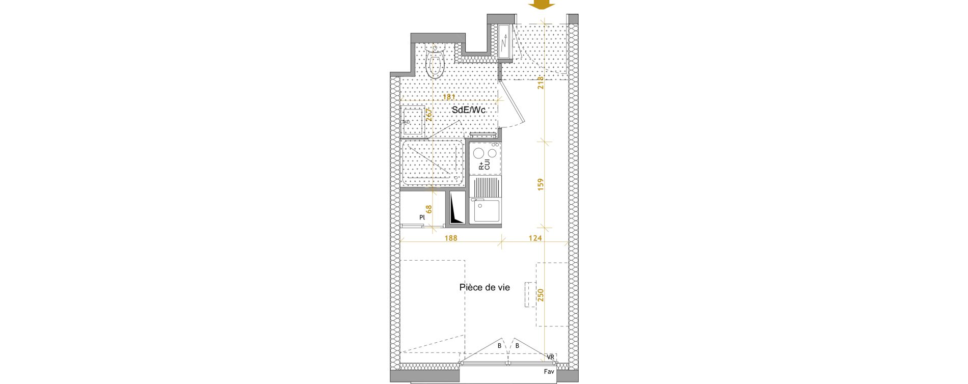 Appartement T1 de 17,68 m2 &agrave; Nantes Le petit port