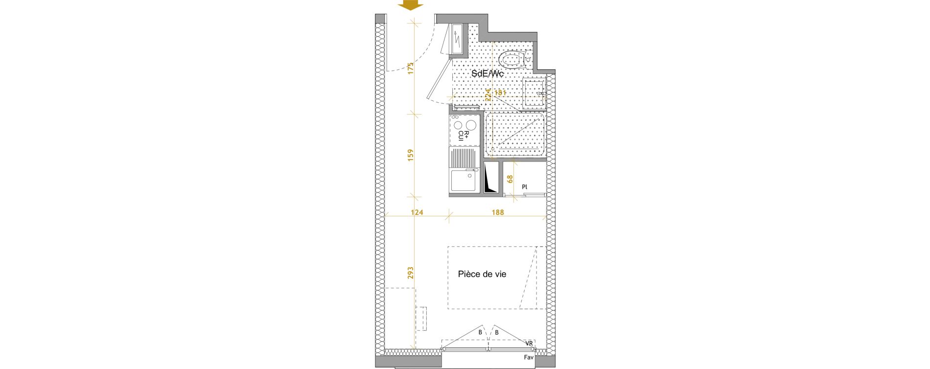 Appartement T1 de 18,13 m2 &agrave; Nantes Le petit port