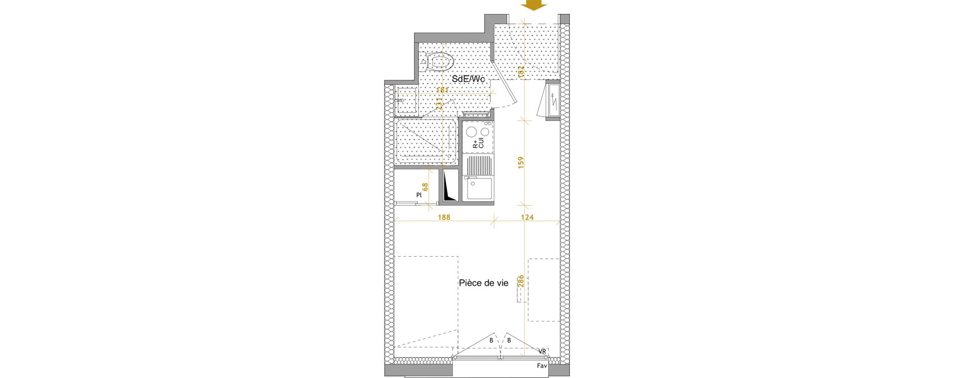 Appartement T1 de 17,74 m2 &agrave; Nantes Le petit port