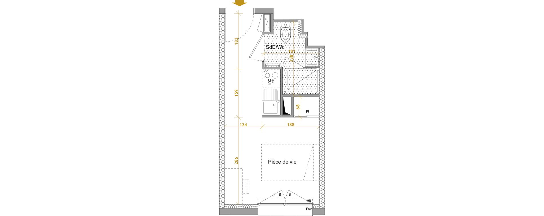 Appartement T1 de 17,80 m2 &agrave; Nantes Le petit port