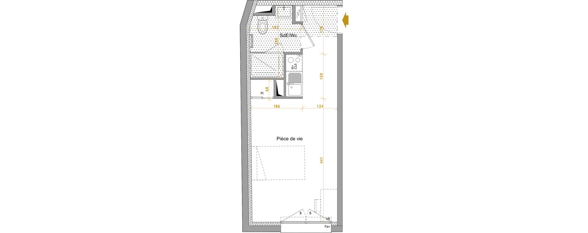 Appartement T1 de 22,79 m2 &agrave; Nantes Le petit port