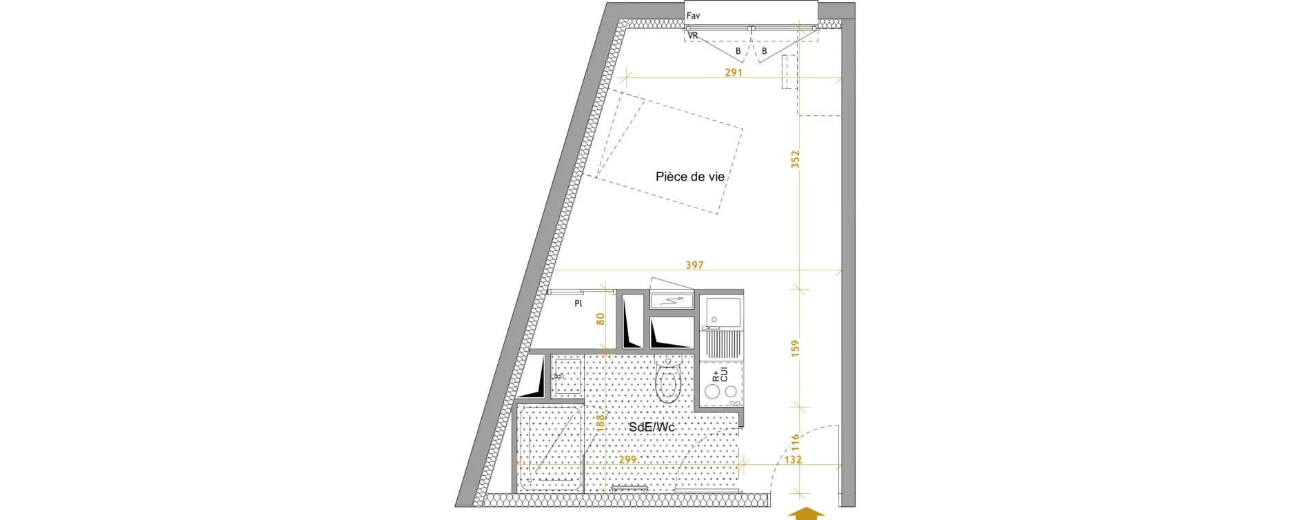 Appartement T1 de 22,38 m2 &agrave; Nantes Le petit port