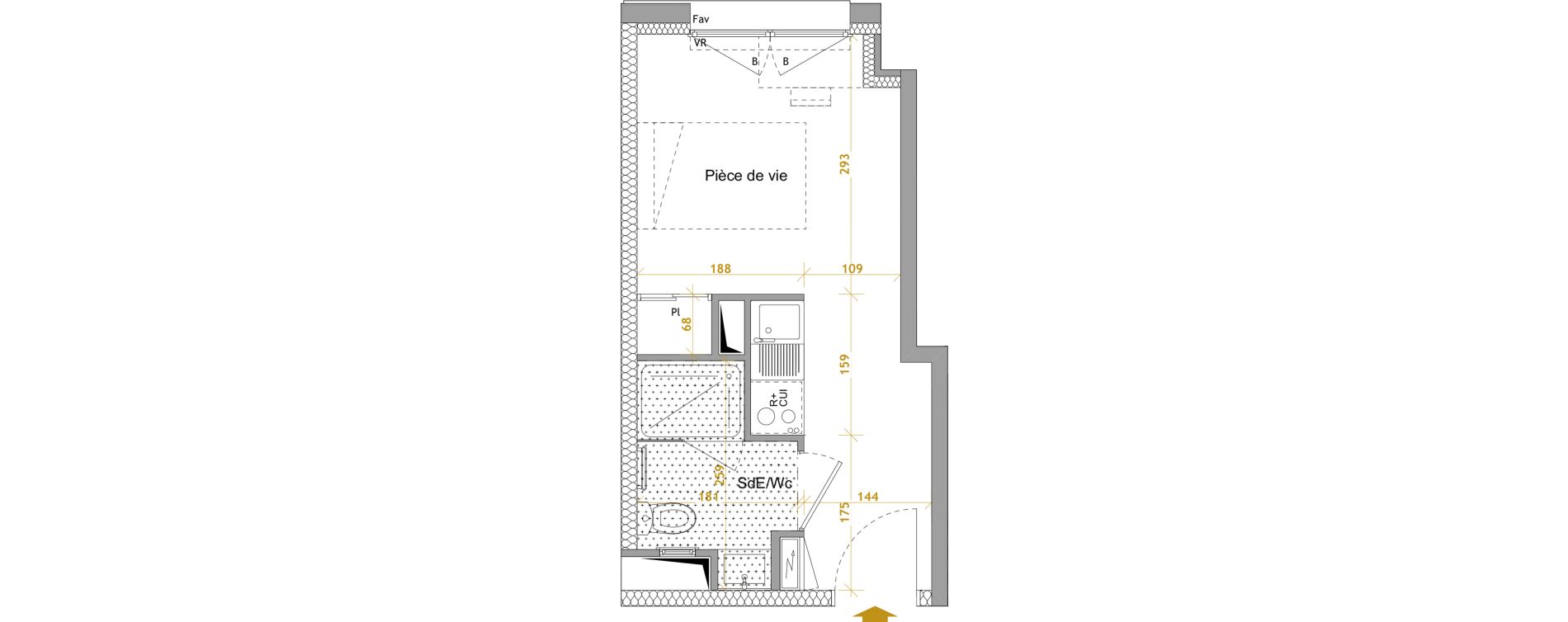 Appartement T1 de 18,04 m2 &agrave; Nantes Le petit port