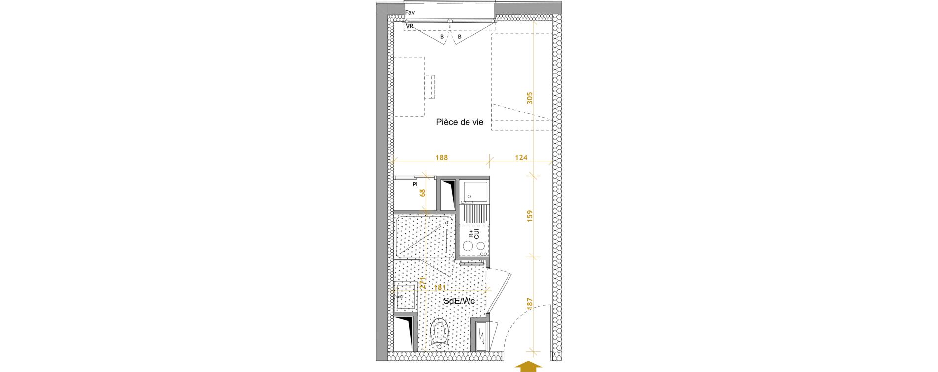 Appartement T1 de 19,12 m2 &agrave; Nantes Le petit port