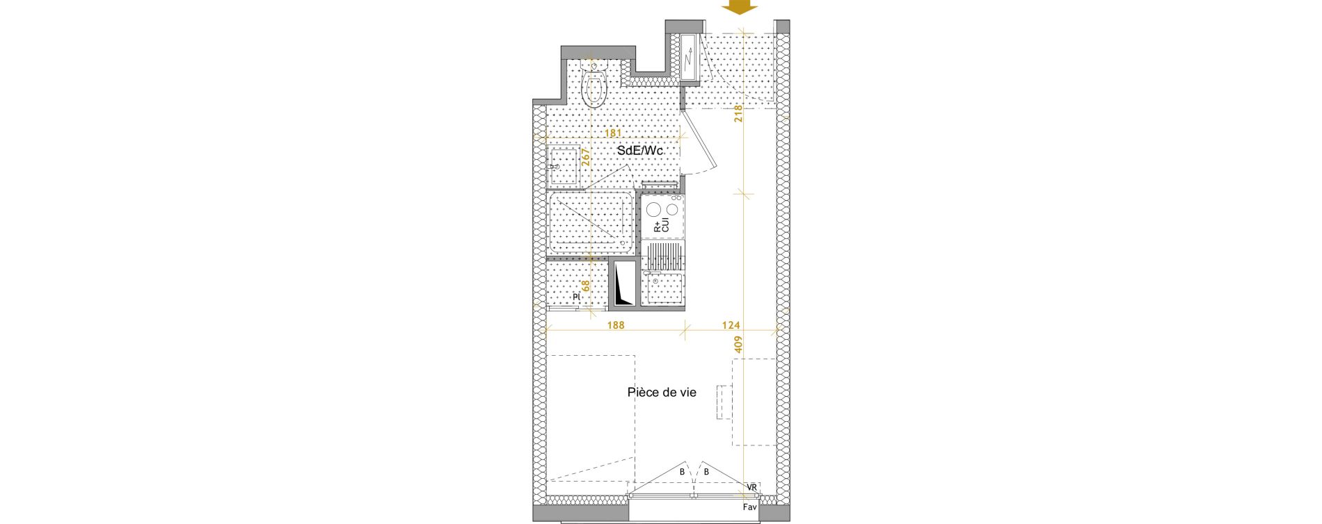 Appartement T1 de 17,68 m2 &agrave; Nantes Le petit port