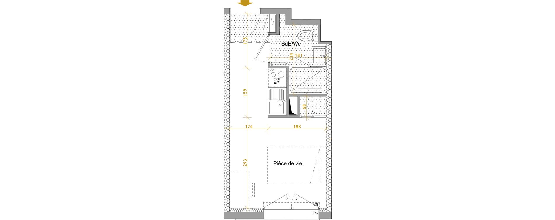 Appartement T1 de 18,13 m2 &agrave; Nantes Le petit port