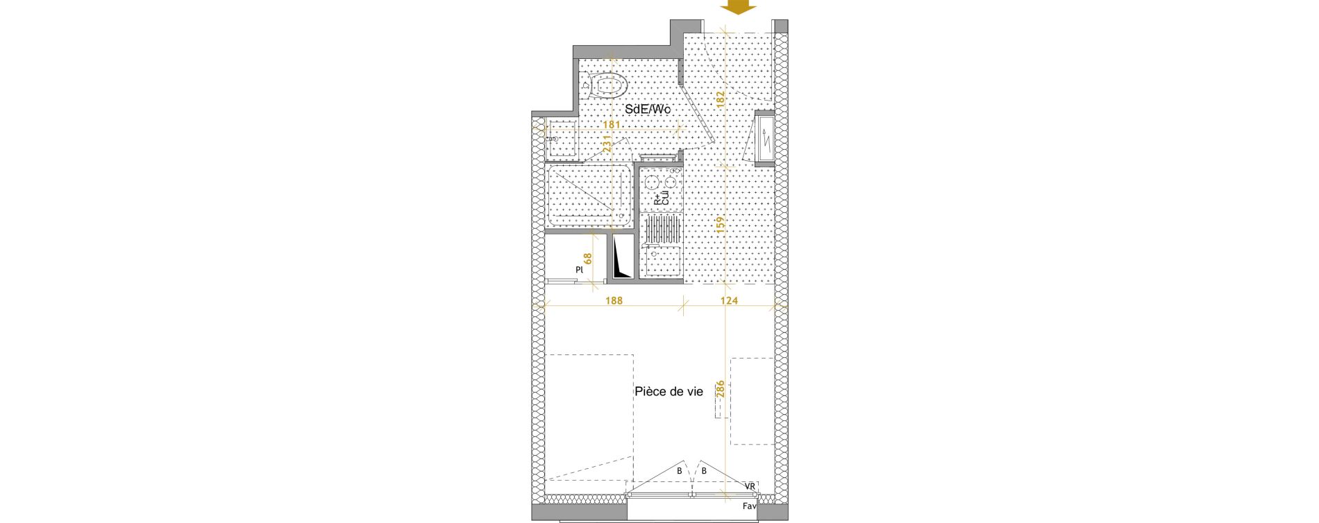 Appartement T1 de 17,74 m2 &agrave; Nantes Le petit port