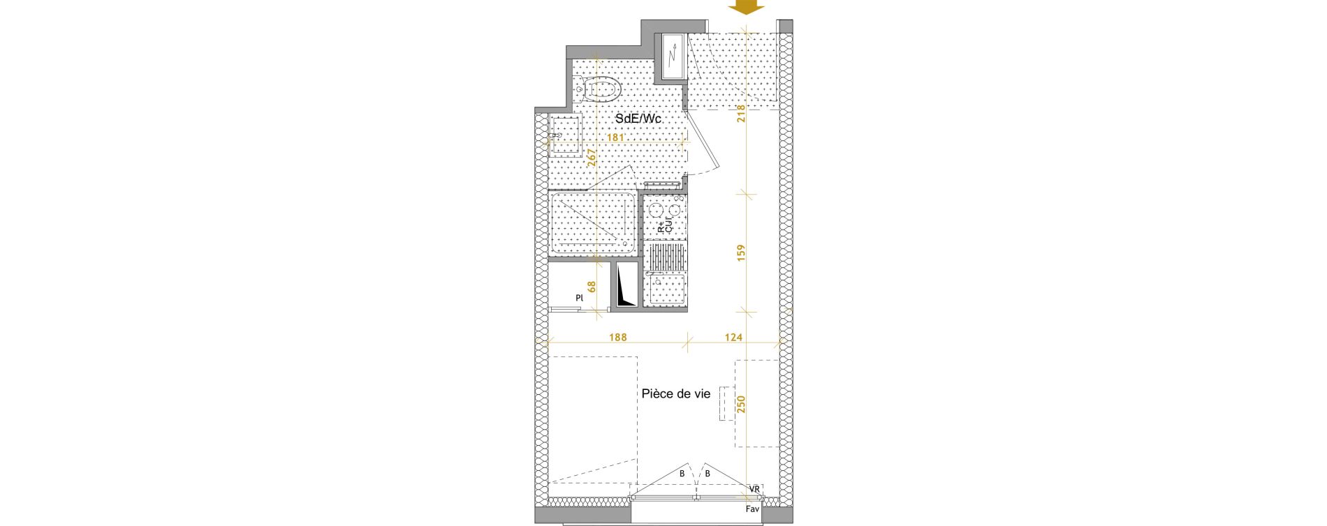 Appartement T1 de 17,92 m2 &agrave; Nantes Le petit port