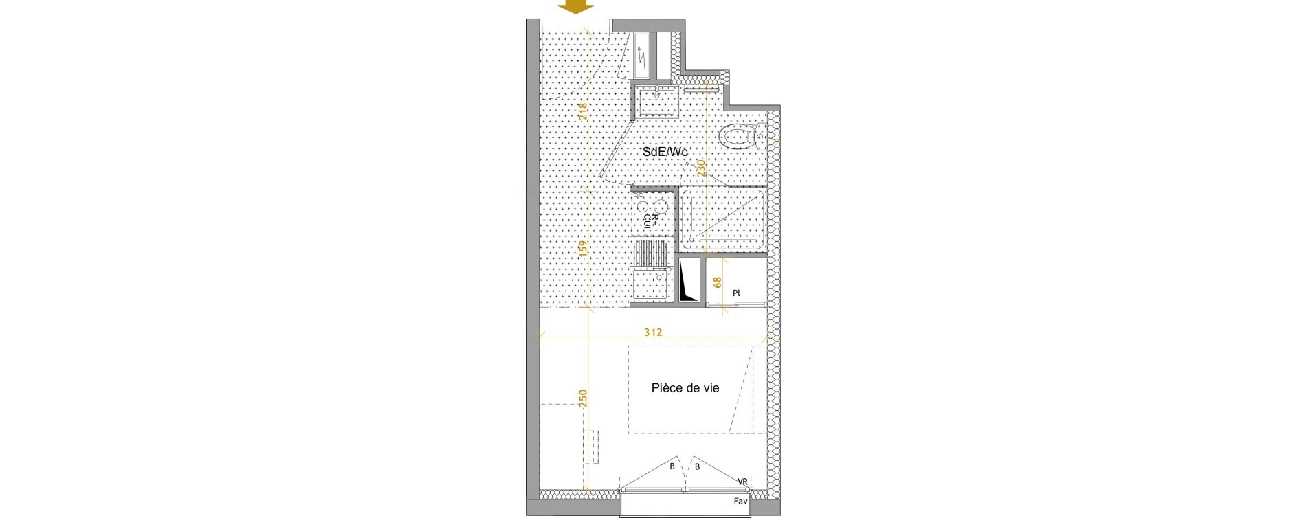 Appartement T1 de 17,40 m2 &agrave; Nantes Le petit port