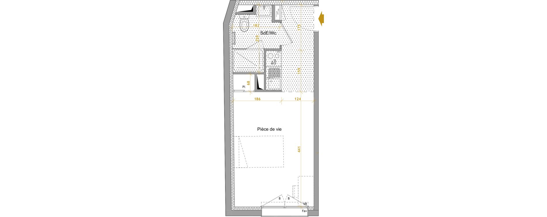 Appartement T1 de 22,79 m2 &agrave; Nantes Le petit port