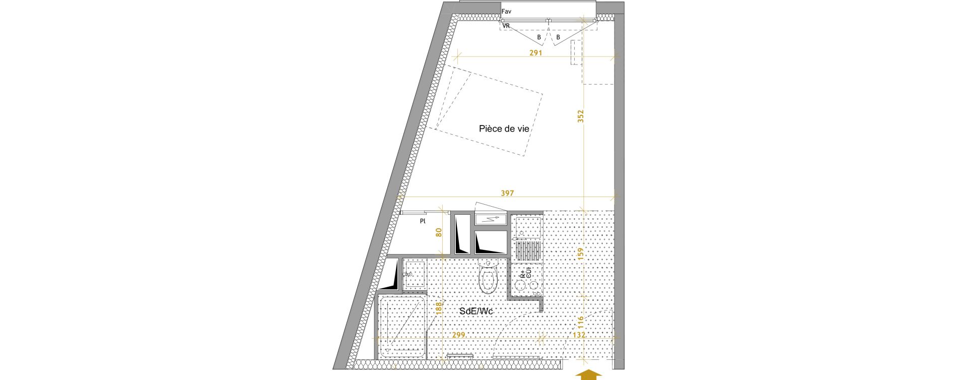 Appartement T1 de 22,38 m2 &agrave; Nantes Le petit port