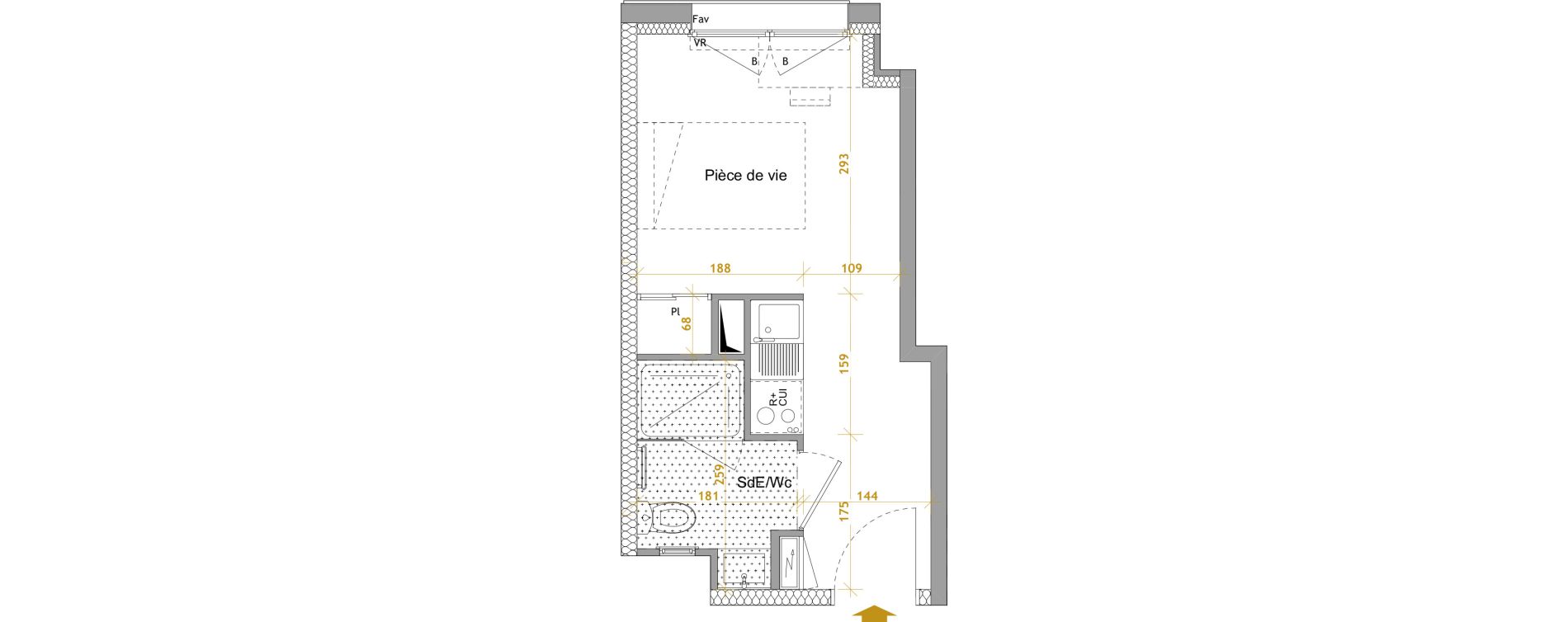 Appartement T1 de 18,04 m2 &agrave; Nantes Le petit port