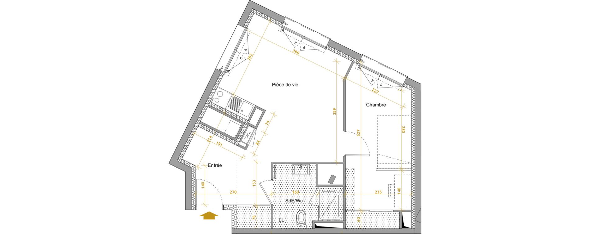 Appartement T2 de 41,78 m2 &agrave; Nantes Le petit port