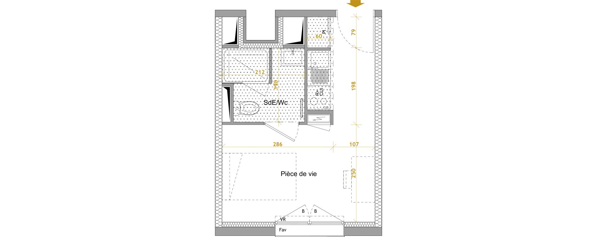 Appartement T1 de 18,12 m2 &agrave; Nantes Le petit port