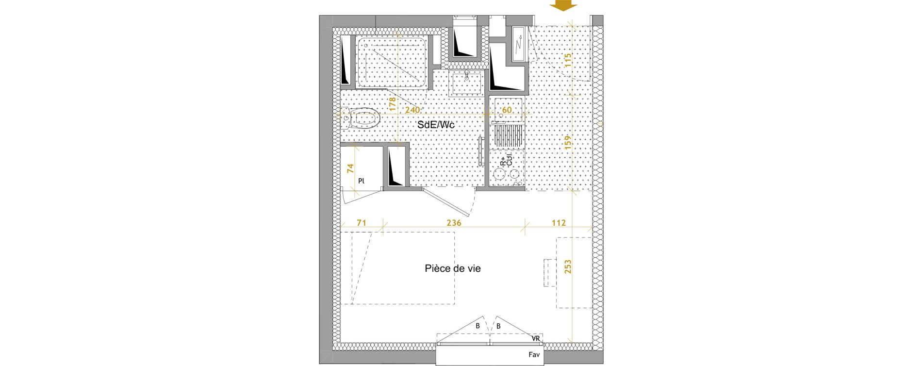 Appartement T1 de 19,53 m2 &agrave; Nantes Le petit port