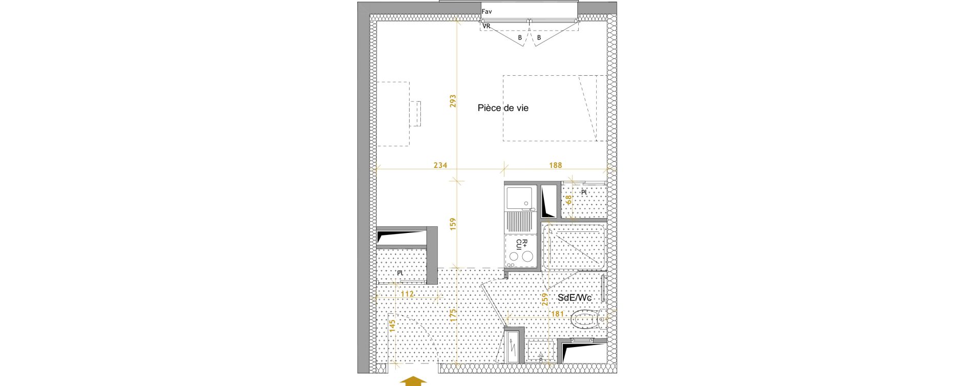 Appartement T1 de 24,63 m2 &agrave; Nantes Le petit port