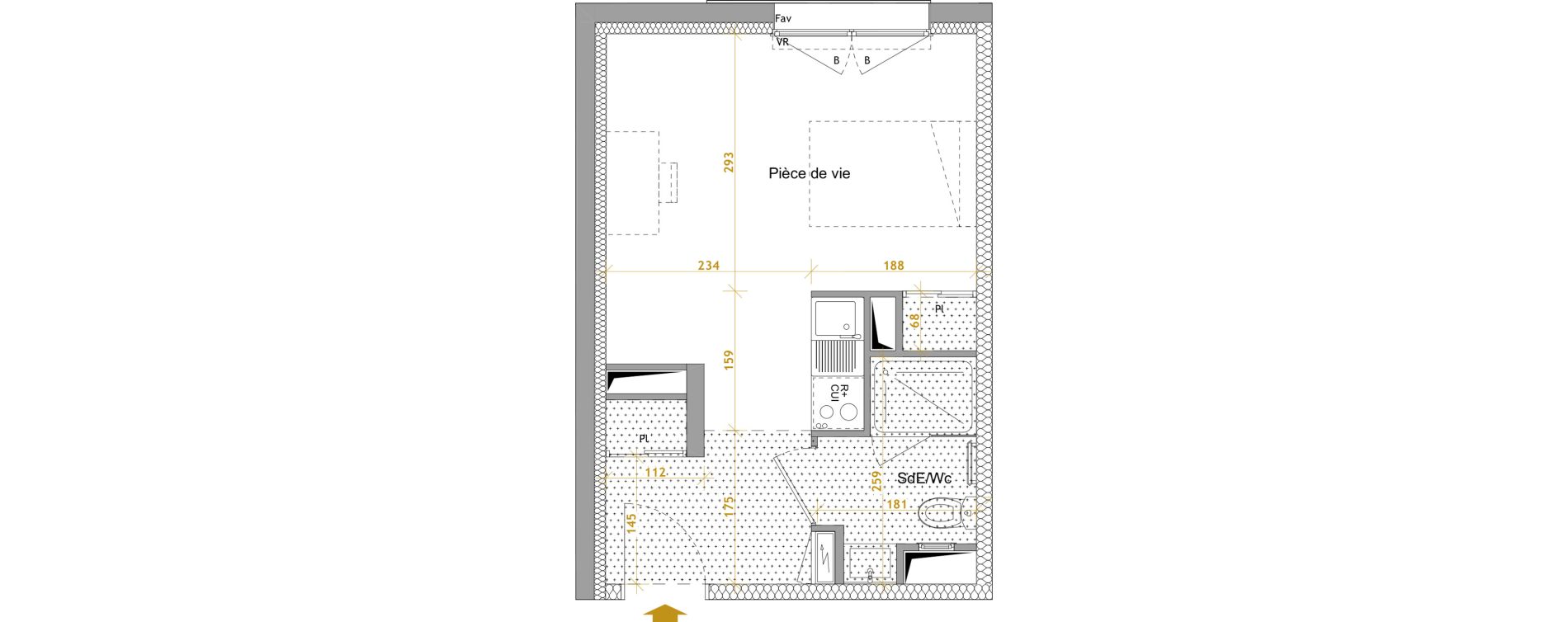 Appartement T1 de 24,63 m2 &agrave; Nantes Le petit port