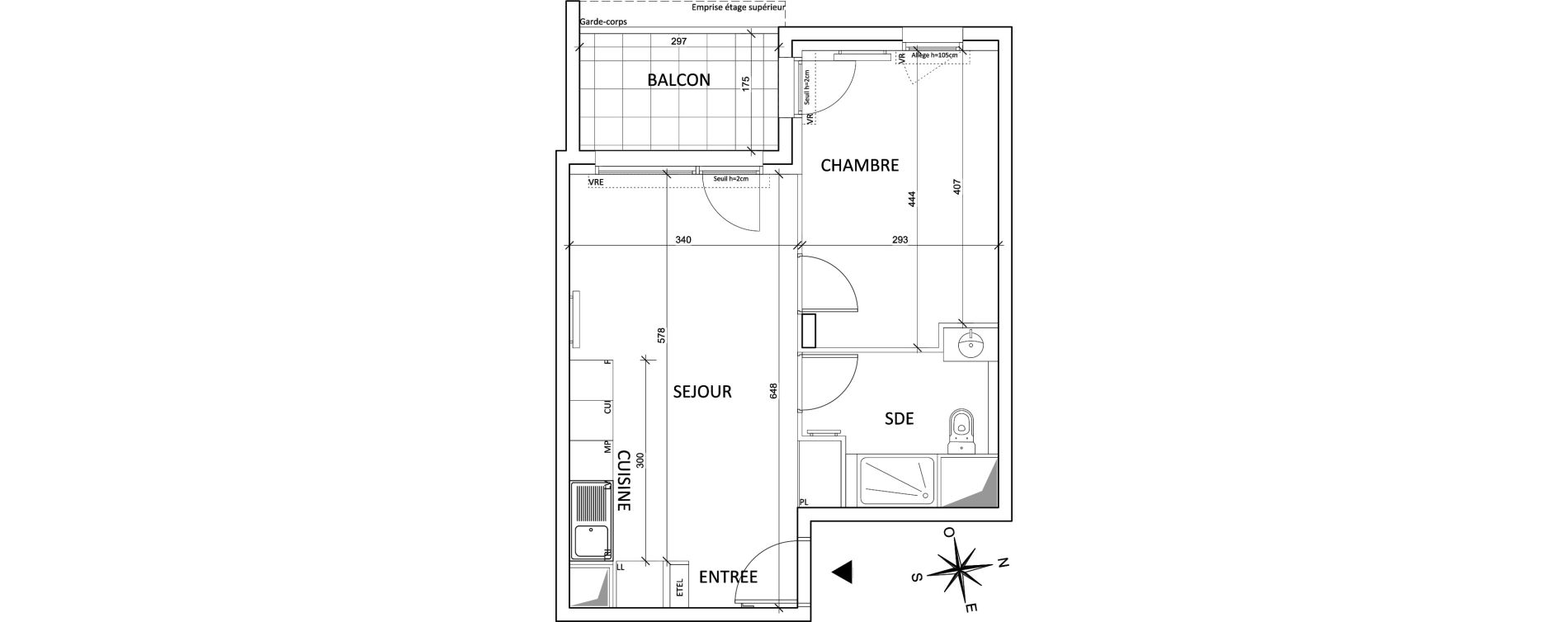 Appartement T2 de 40,23 m2 &agrave; Nantes La beaujoire