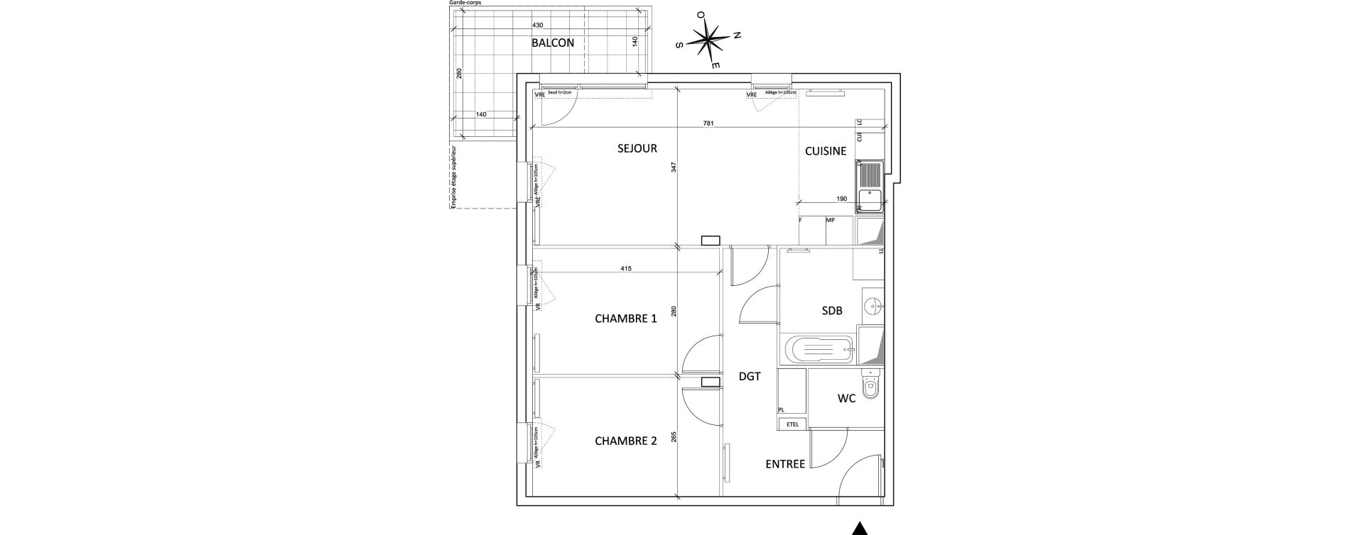 Appartement T3 de 67,56 m2 &agrave; Nantes La beaujoire