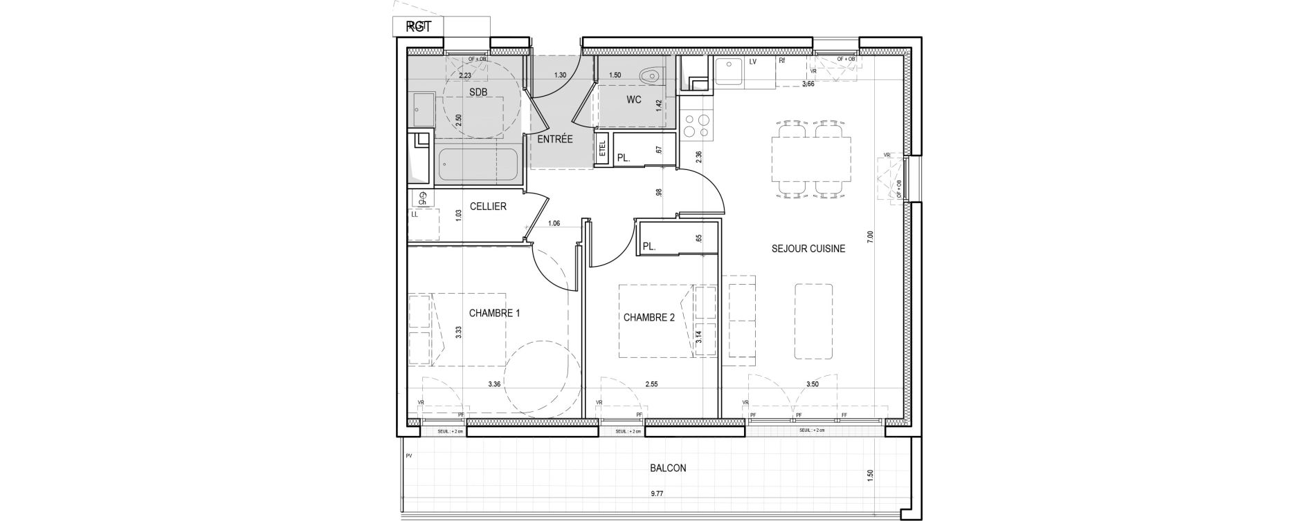 Appartement T3 de 63,70 m2 &agrave; Nantes Bout des landes