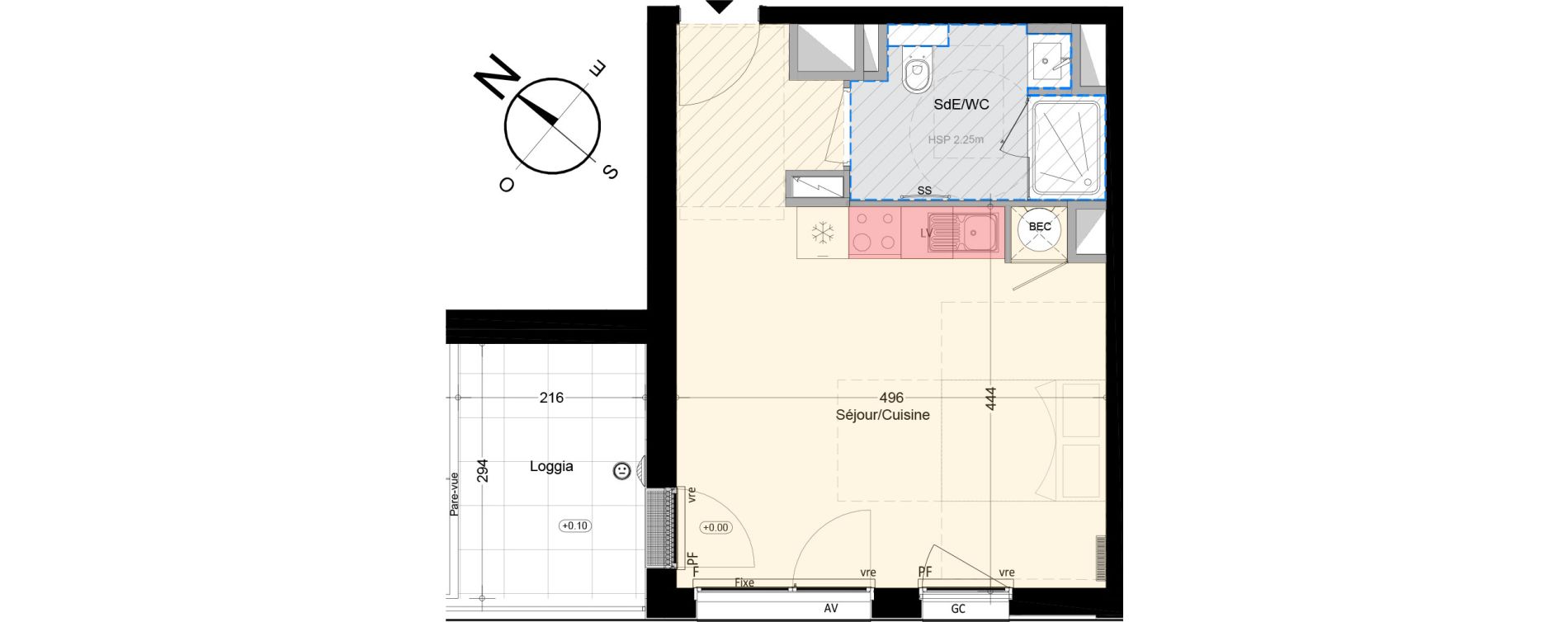 Appartement T1 de 30,28 m2 &agrave; Nantes Boulevard des poilus