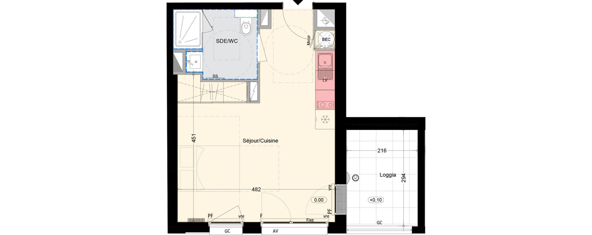 Appartement T1 de 30,09 m2 &agrave; Nantes Boulevard des poilus