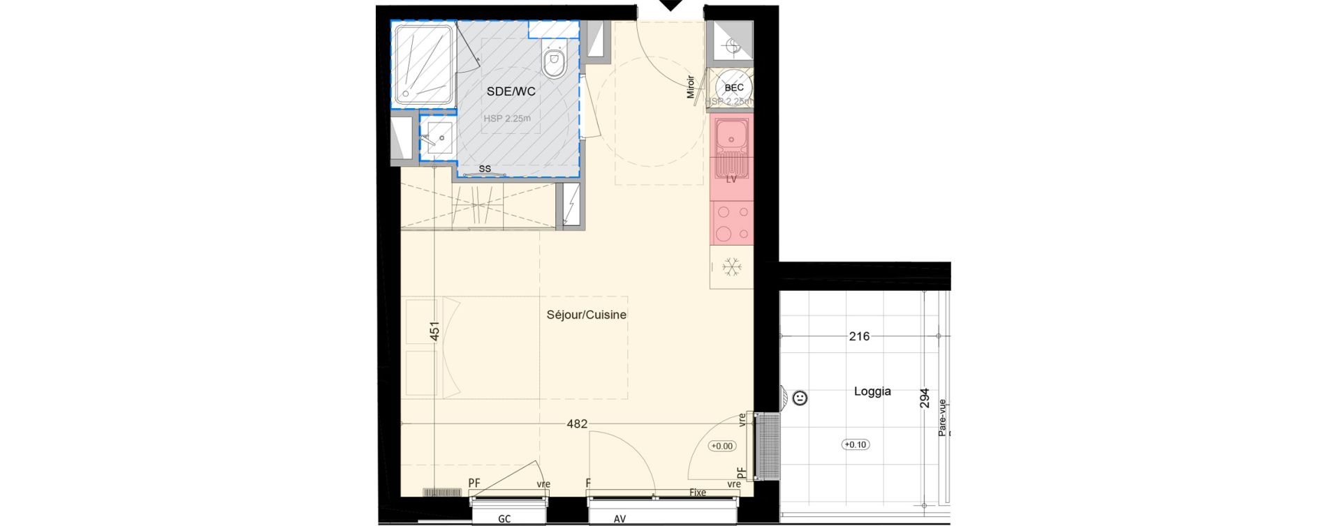 Appartement T1 de 30,09 m2 &agrave; Nantes Boulevard des poilus